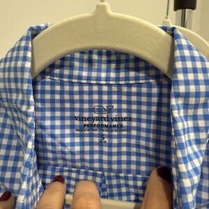 Vineyard Vines Blue and White Checkered Men's Shirt